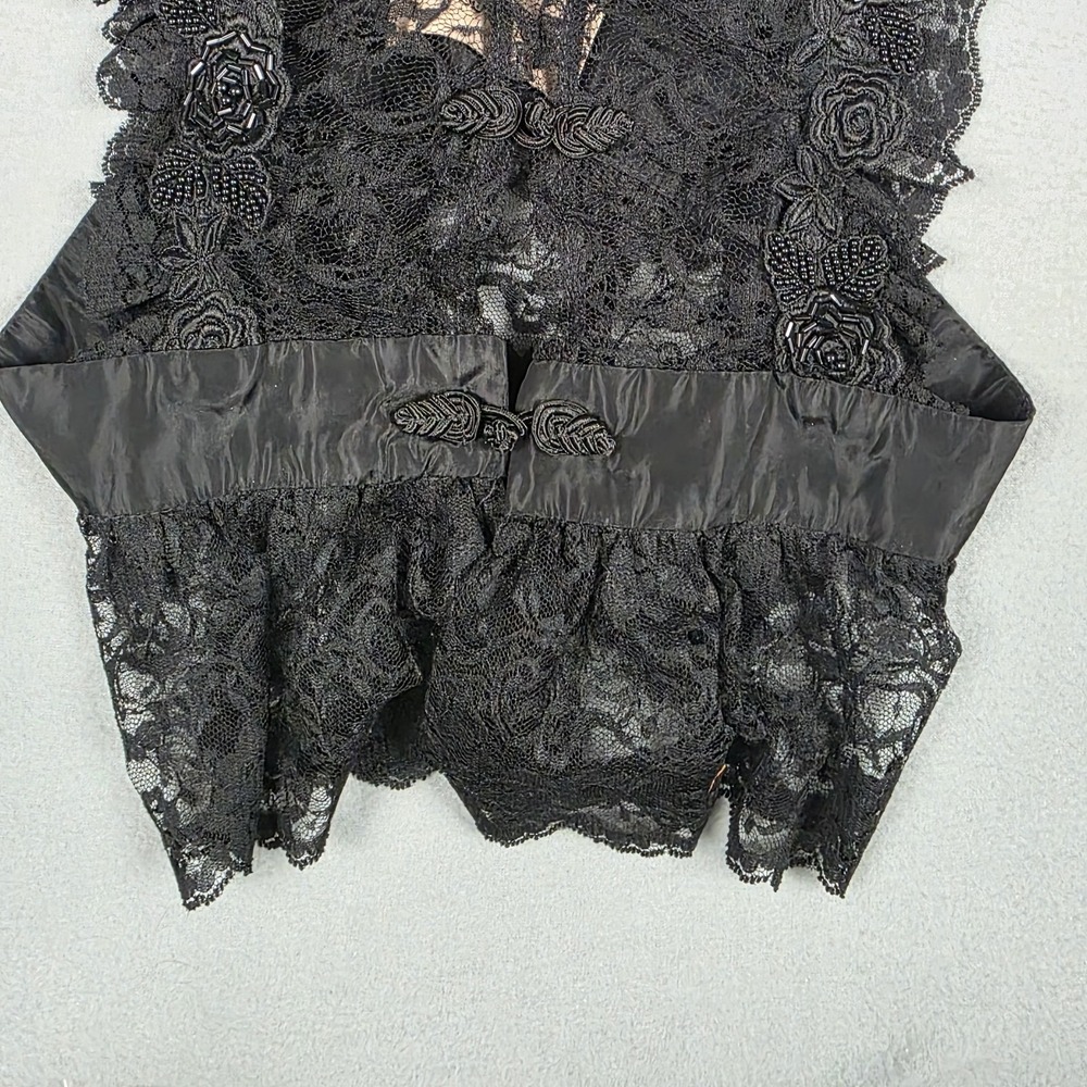 Recollections Lace Corset Black Victorian Ruffles Flowers Edwardian Gothic sz M - Picture 6 of 12